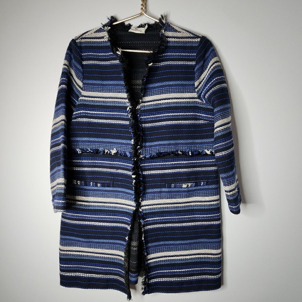 Vineyard Vines Women's Striped Woven Cotton Jacket Deep Bay Blue Medium